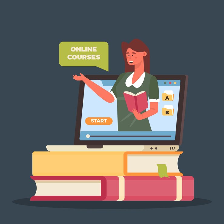Vector gratuito aprendizaje en línea con cursos
