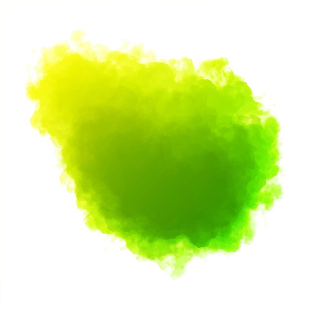 Aquarela abstracta pintada a mano con salpicaduras verdes sobre un fondo blanco