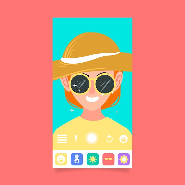 Vector gratuito ar instagram filter con gafas de sol y sombrero