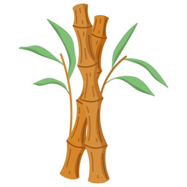 Vector gratuito Árbol de bambú y icono de hoja aislado