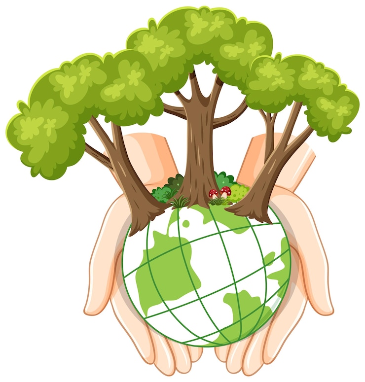 Vector gratuito árbol del bosque en el globo terráqueo