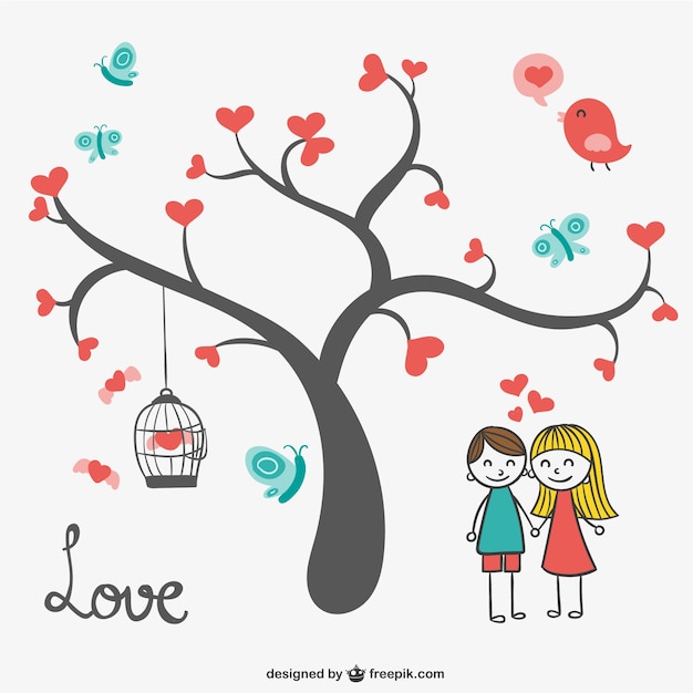 Árbol con corazones