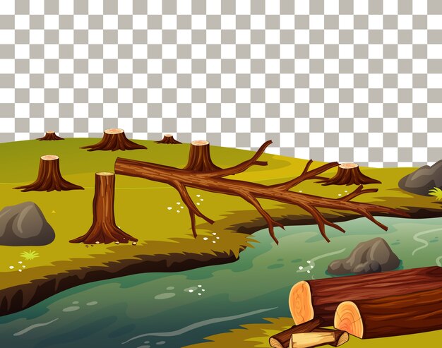 Árbol cortado junto al río