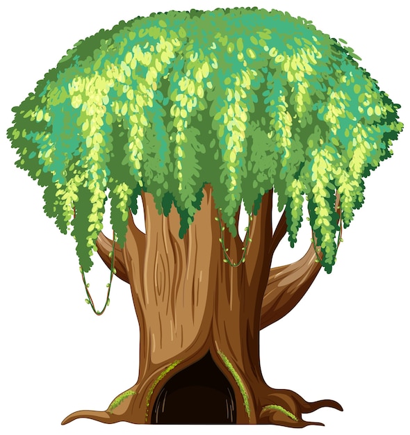 Vector gratuito Árbol enorme de fantasía sobre fondo blanco