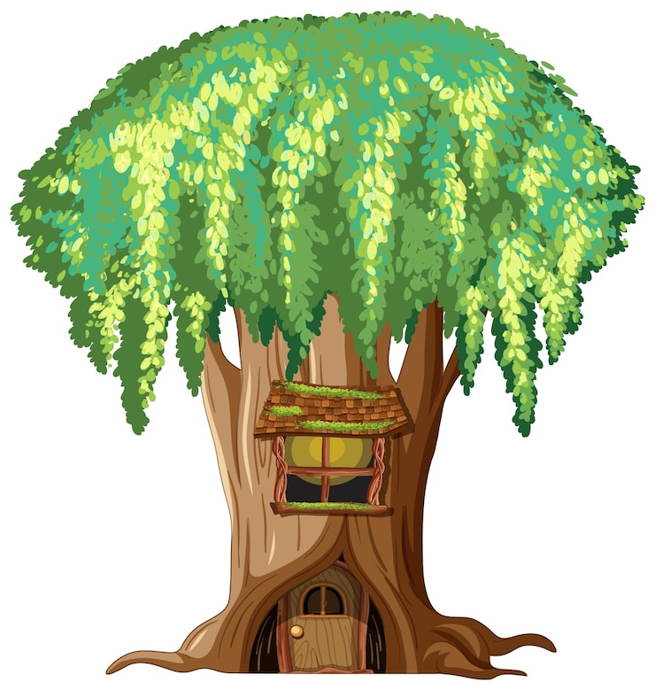 Vector gratuito un árbol de fantasía enorme sobre un fondo blanco