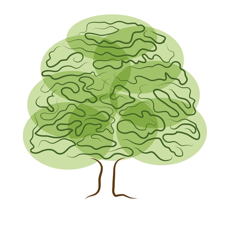 Vector gratuito árbol con formas abstractas verdes