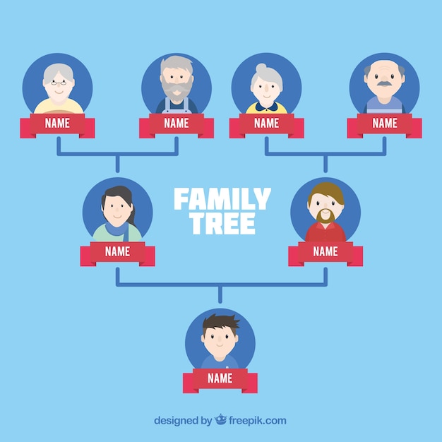 Vector gratuito Árbol genealógico con familiares