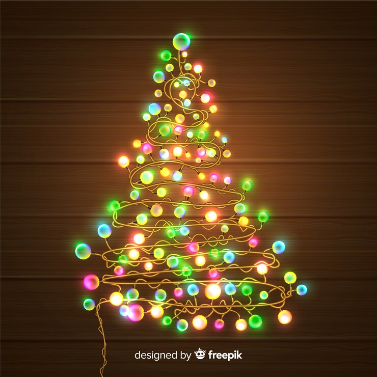 Vector gratuito árbol de luces de navidad
