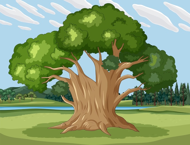 Árbol majestuoso en un paisaje sereno