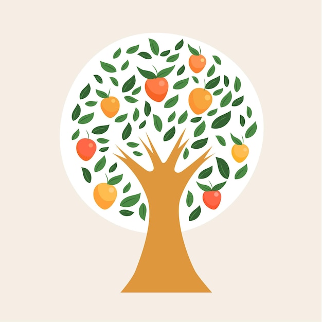 Vector gratuito Árbol de mango de diseño plano ilustrado