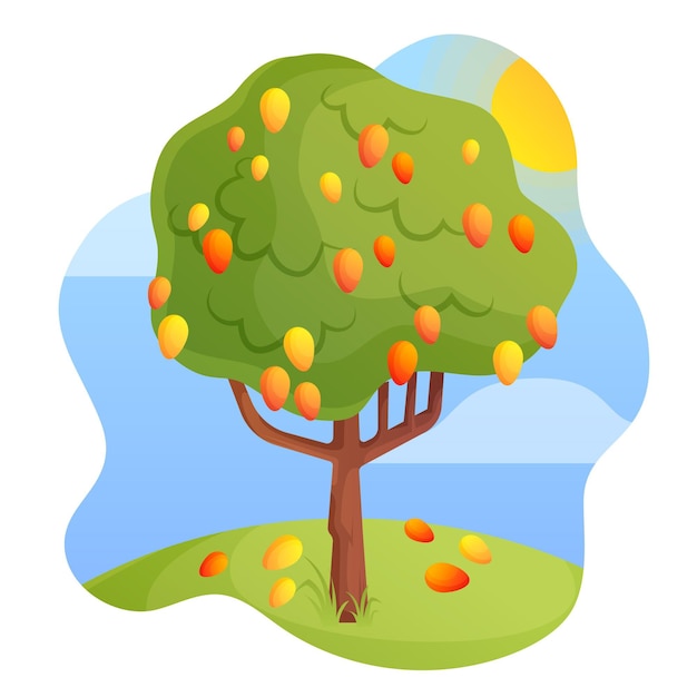 Vector gratuito Árbol de mango de diseño plano verde con fruta.