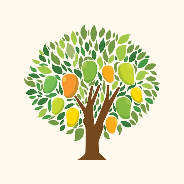 Vector gratuito Árbol de mango de diseño plano