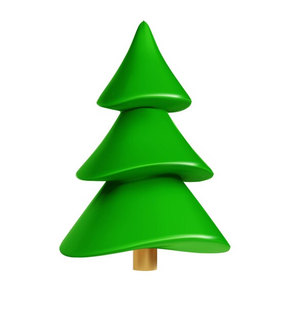 Árbol de Navidad 3d color verde Decoración de vacaciones Elemento de diseño de vacaciones 3d realista Icono aislado sobre fondo blanco
