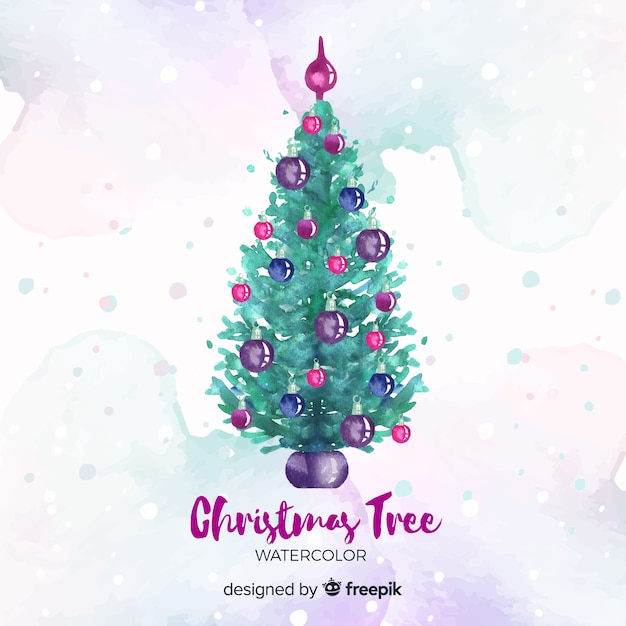 Vector gratuito Árbol de navidad de acuarela