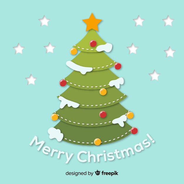 Árbol de navidad adorable con diseño plano