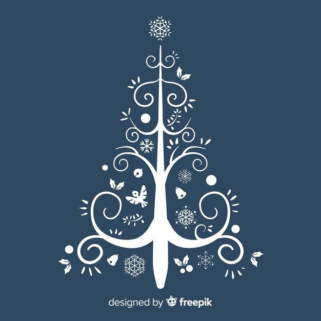 Árbol de navidad adorable con diseño plano