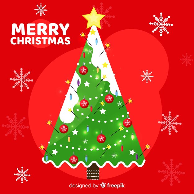 Árbol de navidad adorable con diseño plano