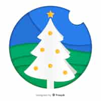 Vector gratuito Árbol de navidad adorable con estilo de papel