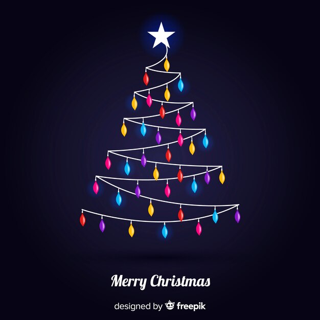 Árbol de navidad adorable con luces coloridas