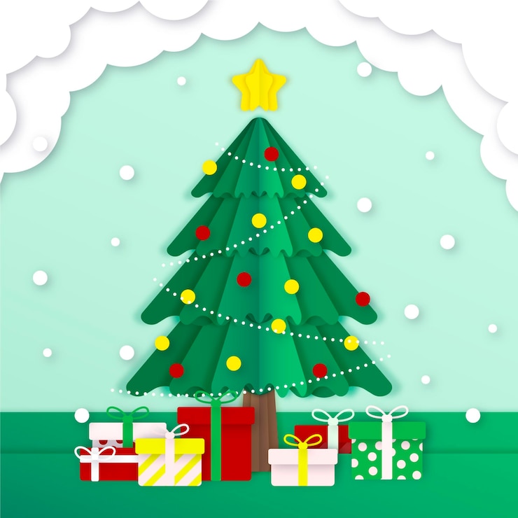Vector gratuito árbol de navidad al estilo de papel