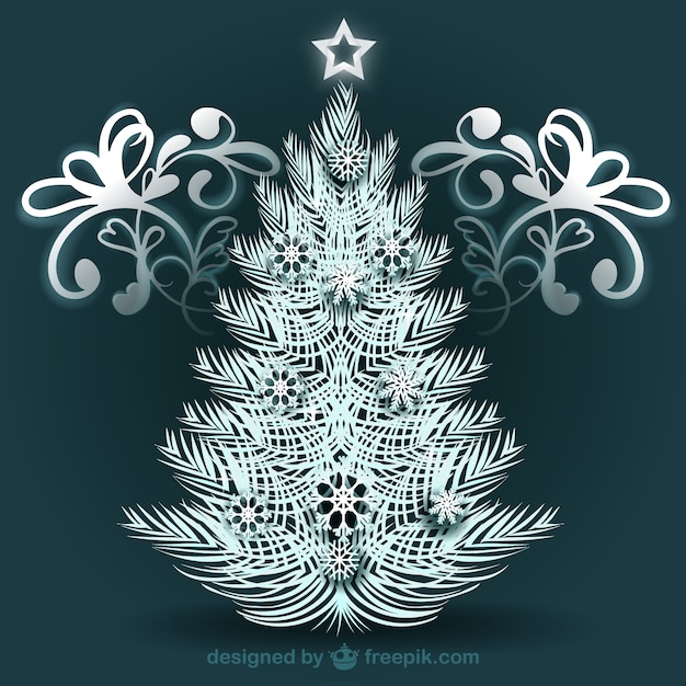 Vector gratuito Árbol de navidad blanco con adornos