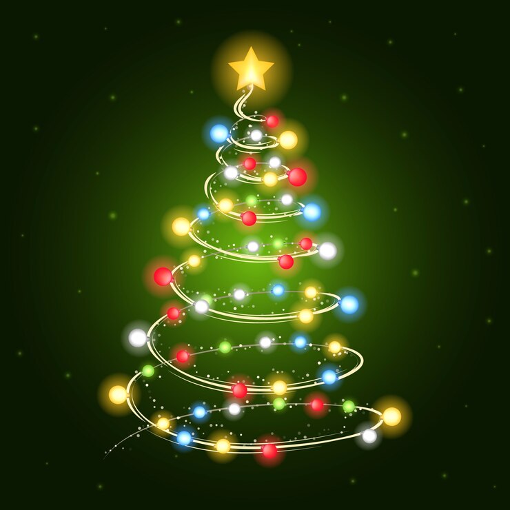 Vector gratuito árbol de navidad con bombillas