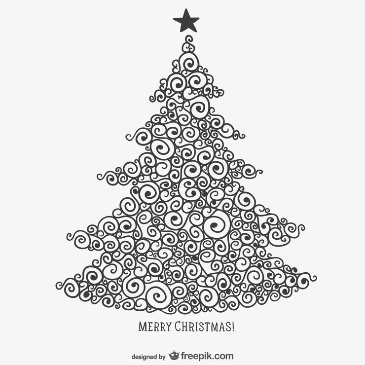 Vector gratuito árbol de navidad caligráfico