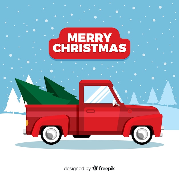 Árbol de navidad en una camioneta