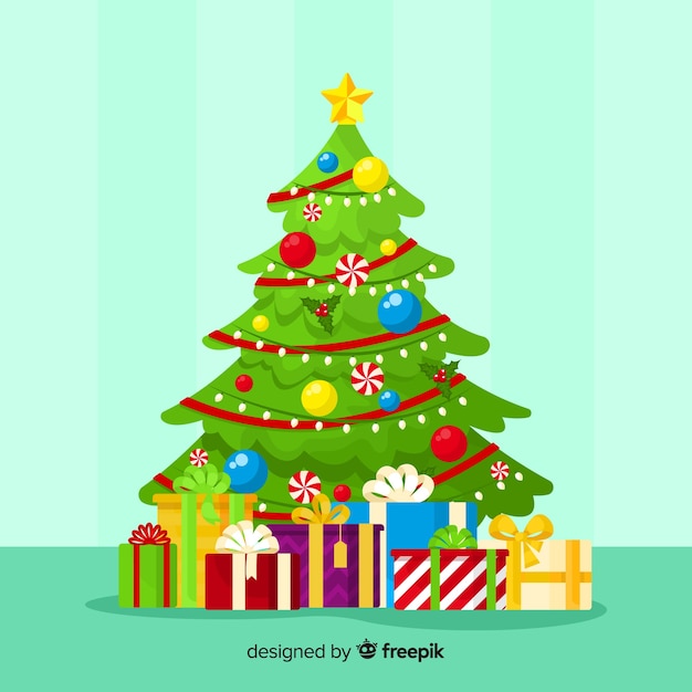 Vector gratuito Árbol navidad colorido