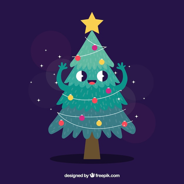 Vector gratuito Árbol de navidad como personaje animado