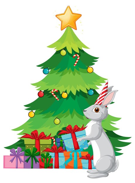 arbol de navidad con conejo