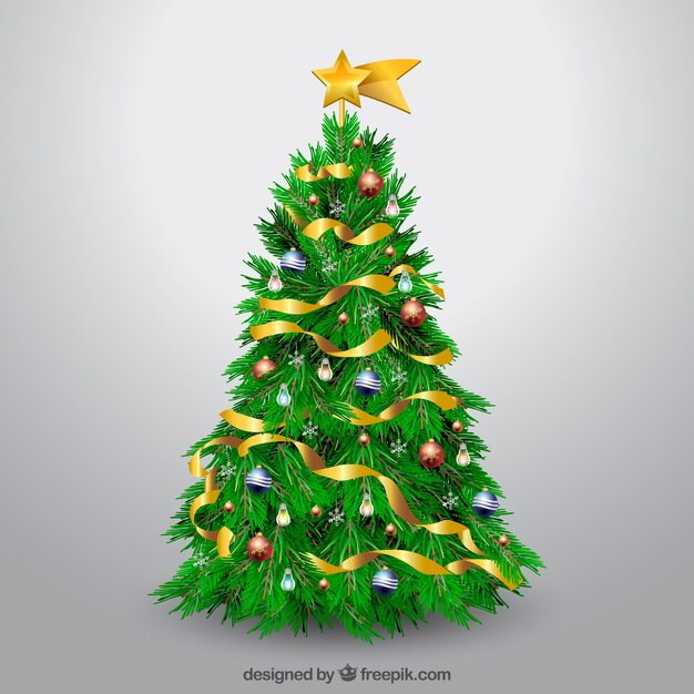 Árbol de navidad decorado realista