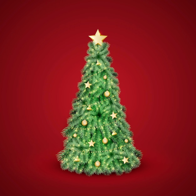 Vector gratuito Árbol de navidad decorado realista