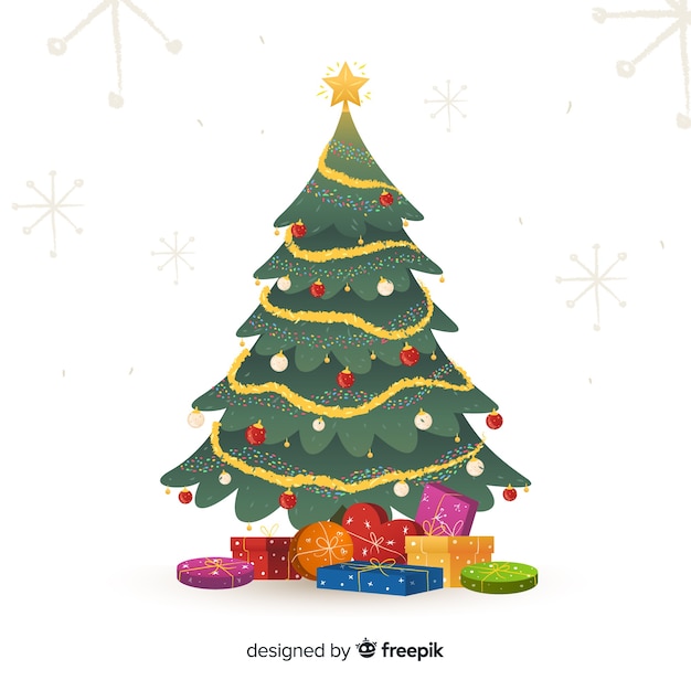 Árbol de navidad decorado con regalos