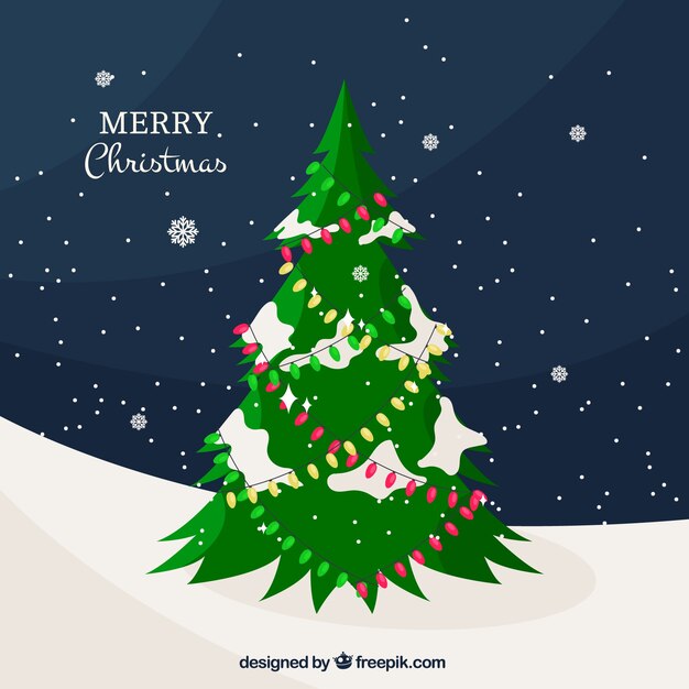 Árbol de navidad decorativo nevado