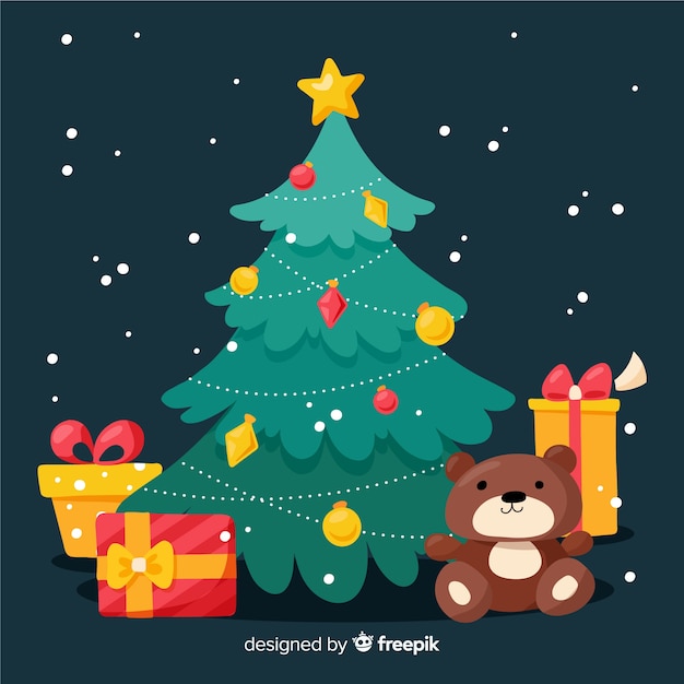 Vector gratuito Árbol de navidad en diseño plano