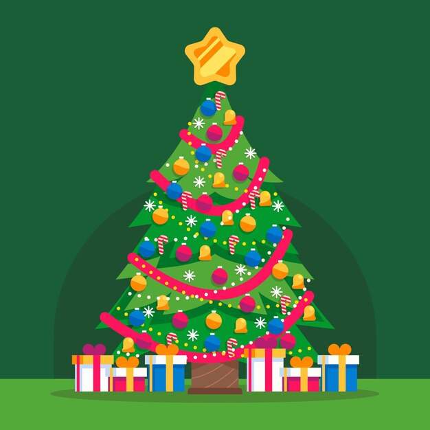 Árbol de navidad de diseño plano
