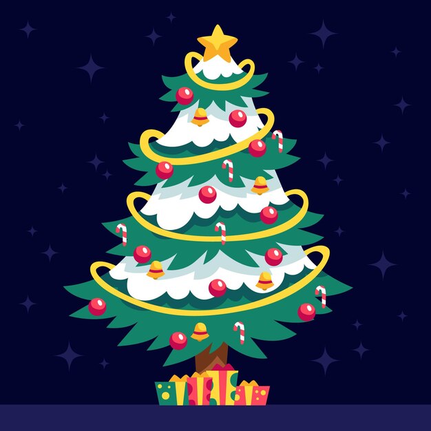 Árbol de navidad de diseño plano