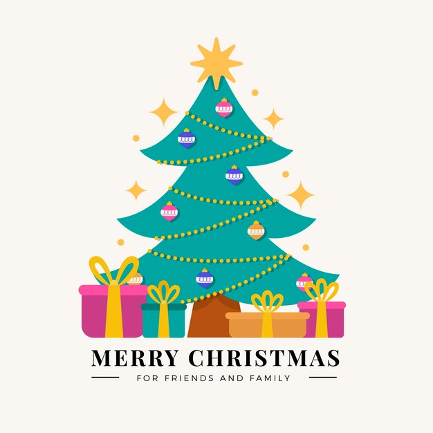 Árbol de navidad de diseño plano