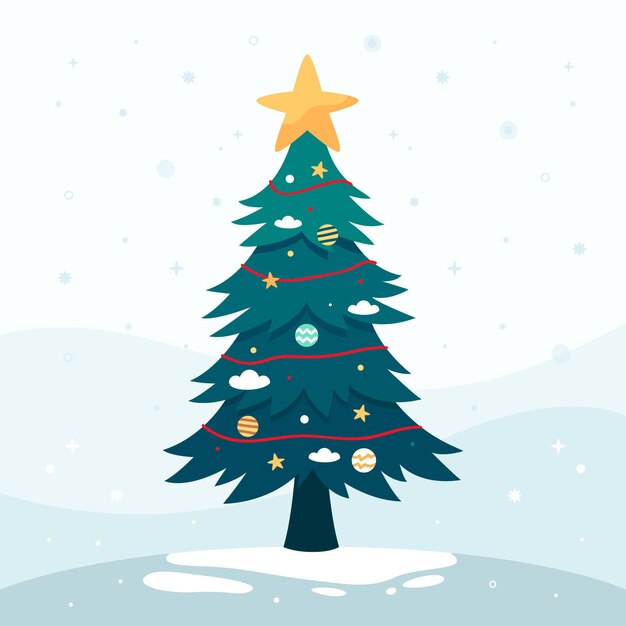 Árbol de navidad de diseño plano
