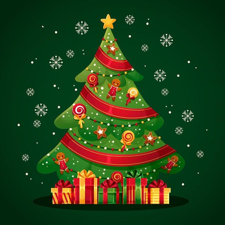 Vector gratuito árbol de navidad en diseño plano
