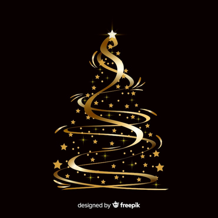 Vector gratuito árbol de navidad dorado abstracto