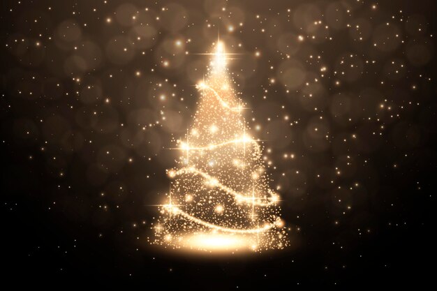 Árbol de navidad dorado abstracto