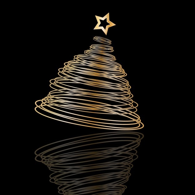 Vector gratuito Árbol de navidad en espiral sobre fondo negro