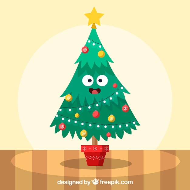 Árbol de navidad de estilo de dibujos animados