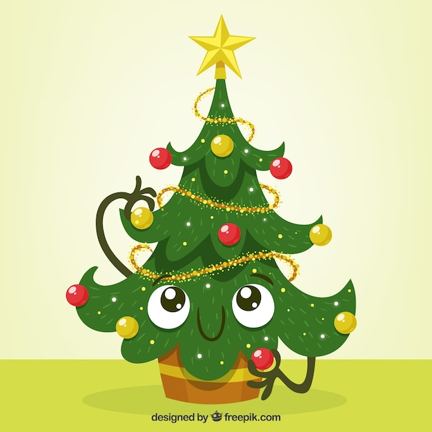 Vector gratuito Árbol de navidad en estilo de dibujos animados