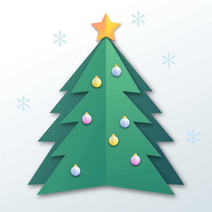 Vector gratuito árbol de navidad en estilo papel