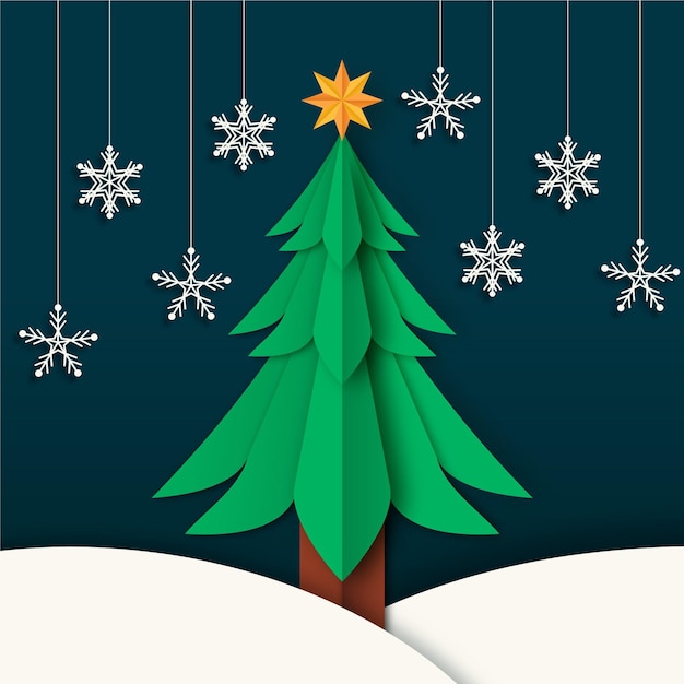 Vector gratuito Árbol de navidad en estilo papel