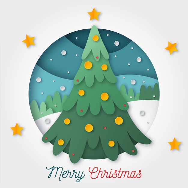 Vector gratuito Árbol de navidad en estilo papel