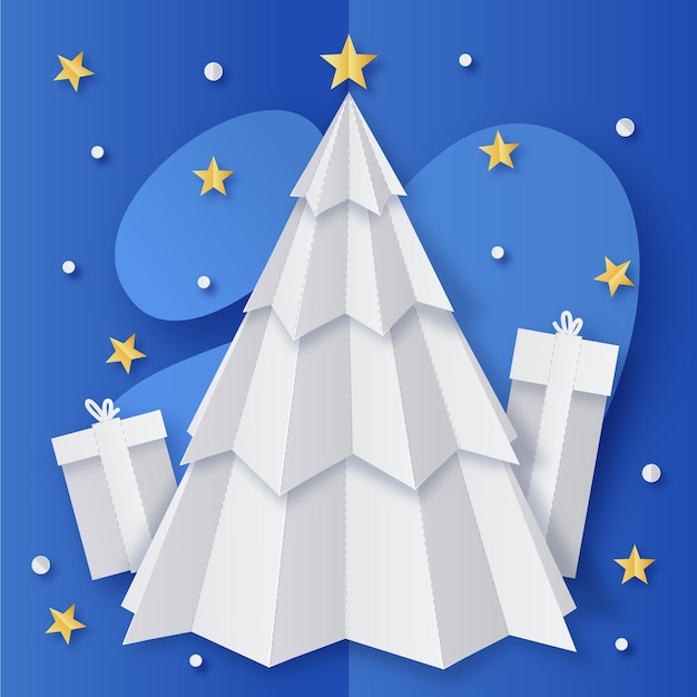 Vector gratuito Árbol de navidad en estilo papel